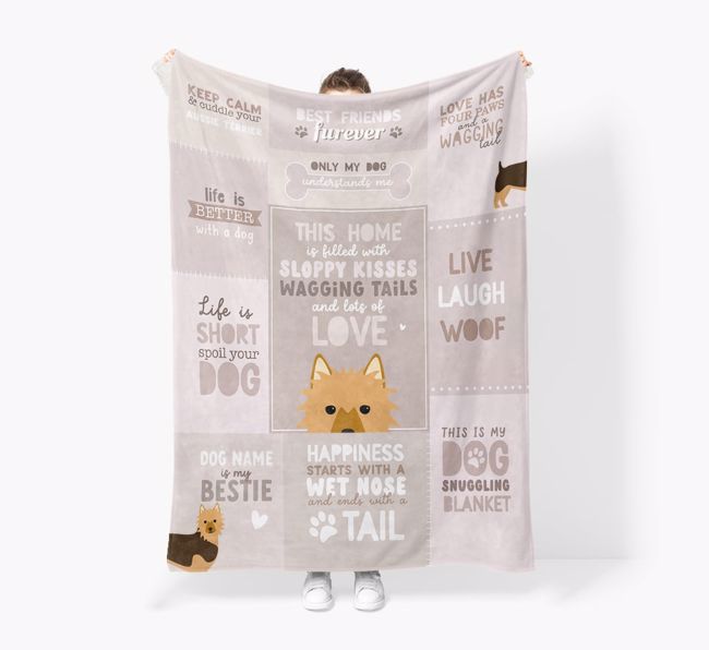 Patchwork Quotes: Personalised {breedFullName} Premium Sherpa Fleece Blanket